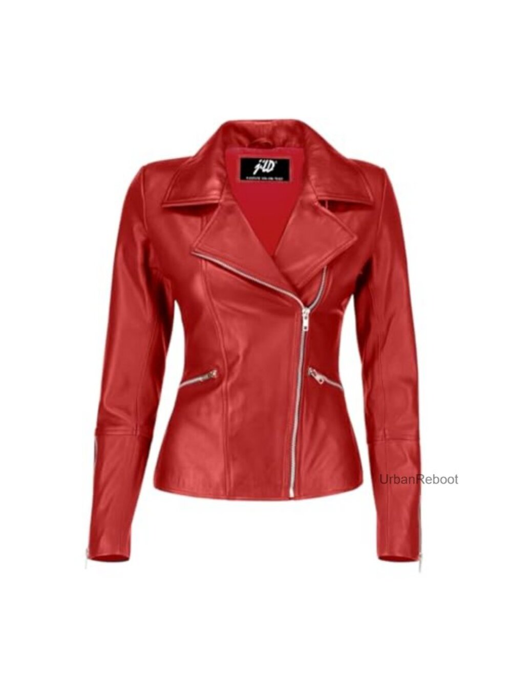 Real Lambskin Leather Motorcycle Jacket - Asymmetrical Zip-Up Moto Biker